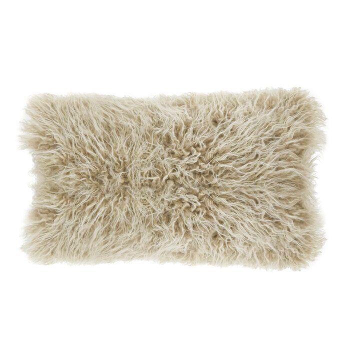 Ciah Mongolian Rectangular Faux Fur Pillow Cover With Insert-20"x12" — view 1